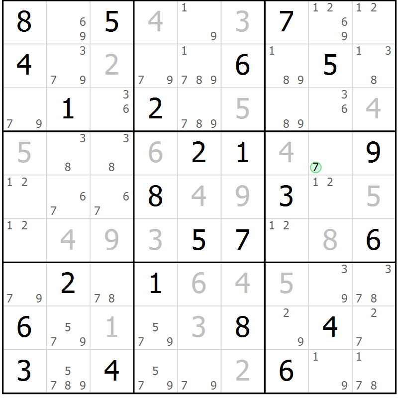 Position des candidats pour la solution de la Gr 83 page 86 du magazine de sudoku Virtuose n° 125