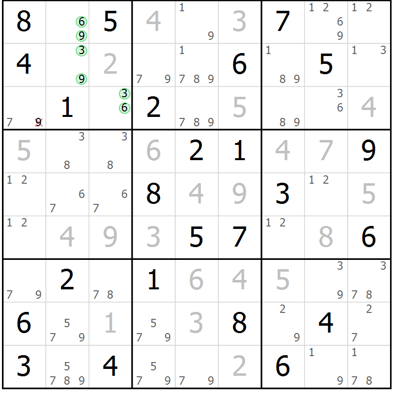 Position des candidats pour la solution de la Gr 83 page 86 du magazine de sudoku Virtuose n° 125