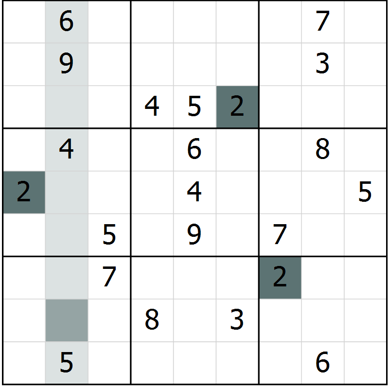 Position des candidats pour la solution de la Gr 1 page 4 du magazine de sudoku Virtuose n° 126