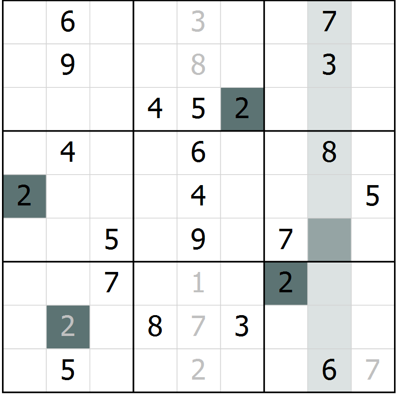 Position des candidats pour la solution de la Gr 1 page 4 du magazine de sudoku Virtuose n° 126
