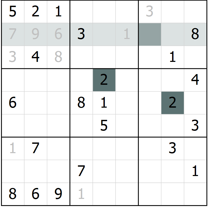 Position des candidats pour la solution de la Gr 10 page 13 du magazine de sudoku Virtuose n° 126