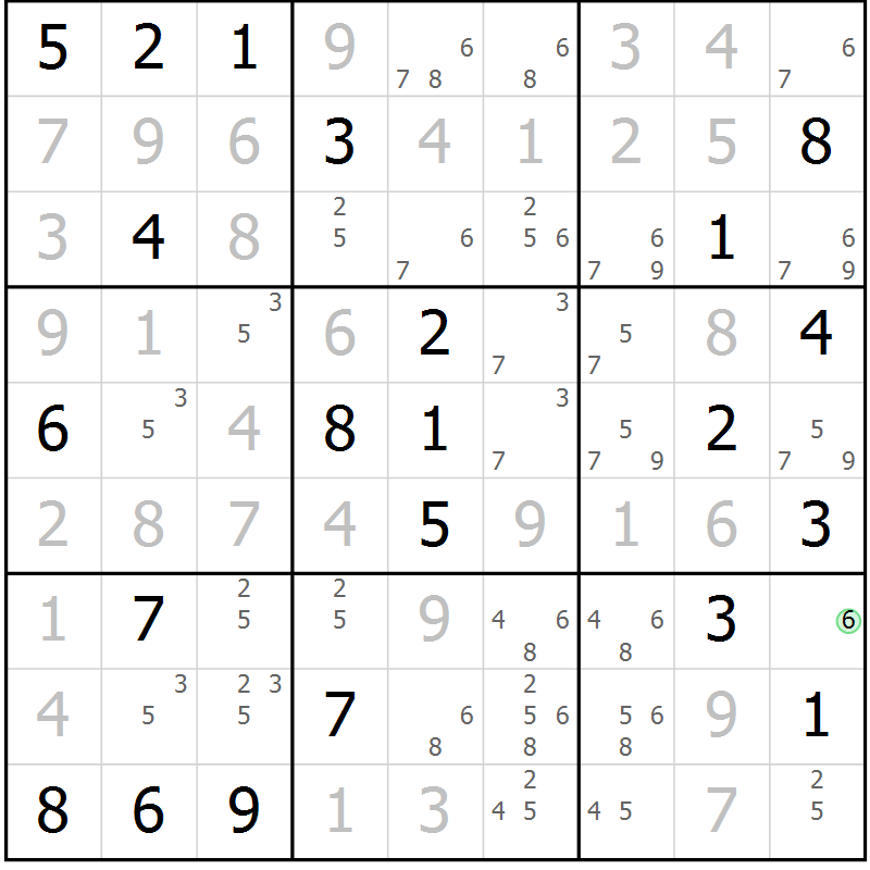 Position des candidats pour la solution de la Gr 10 page 13 du magazine de sudoku Virtuose n° 126
