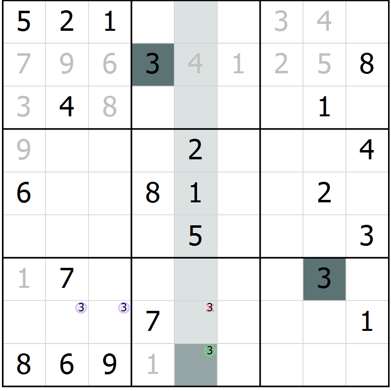Position des candidats pour la solution de la Gr 10 page 13 du magazine de sudoku Virtuose n° 126
