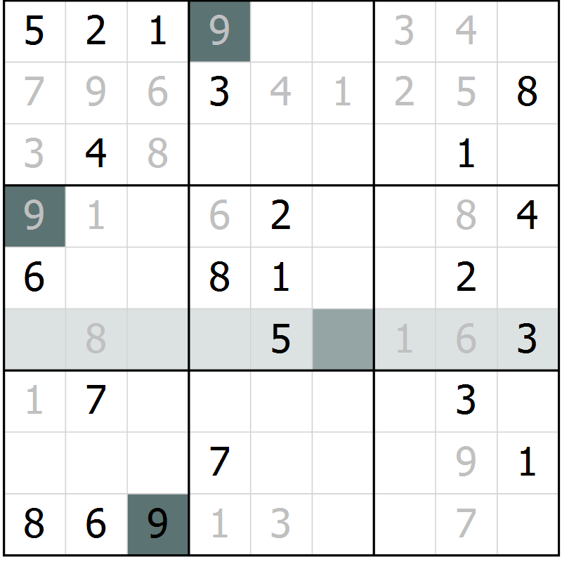 Position des candidats pour la solution de la Gr 10 page 13 du magazine de sudoku Virtuose n° 126