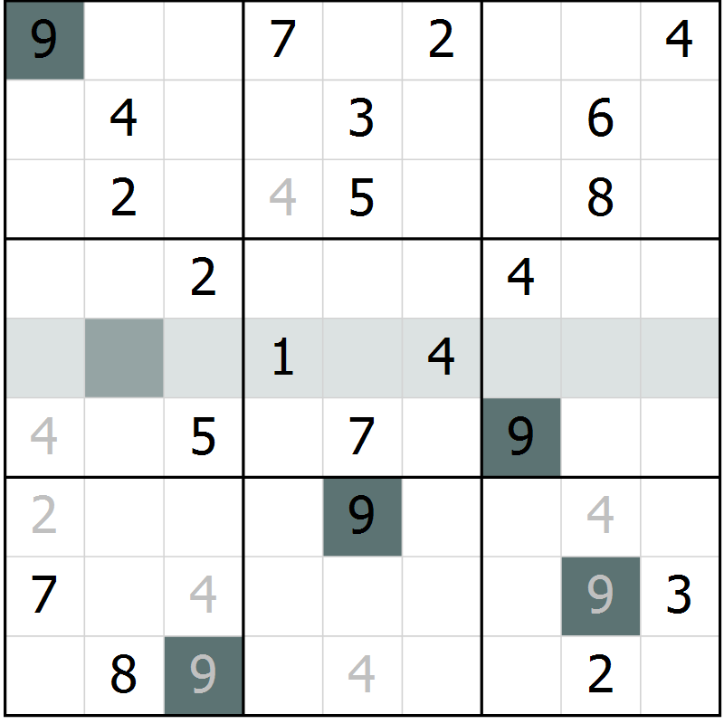 Position des candidats pour la solution de la Gr 11 page 14 du magazine de sudoku Virtuose n° 126