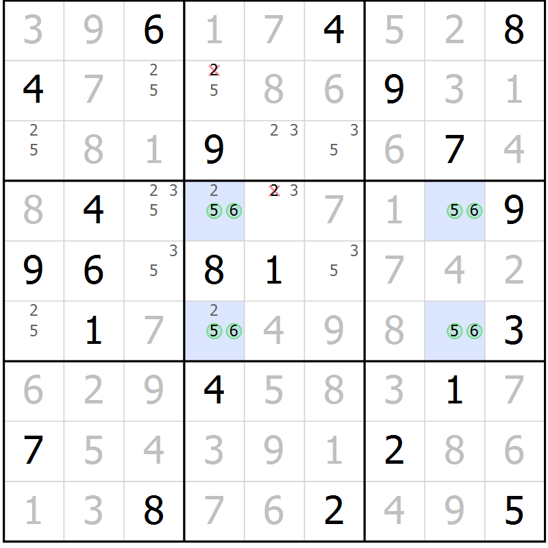 Position des candidats pour la solution de la Gr 12 page 15 du magazine de sudoku Virtuose n° 126