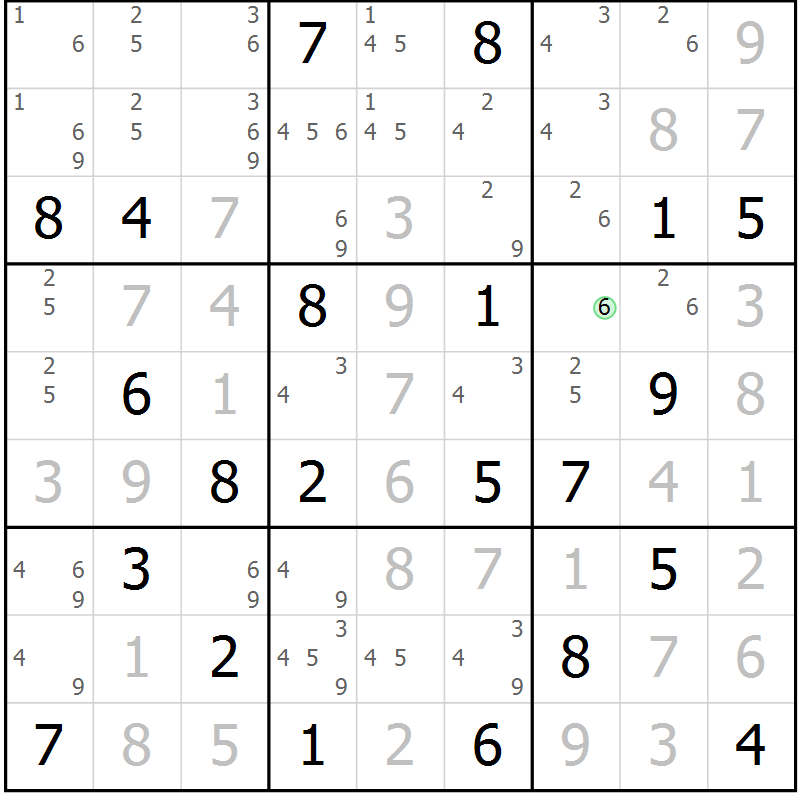 Position des candidats pour la solution de la Gr 15 page 18 du magazine de sudoku Virtuose n° 126