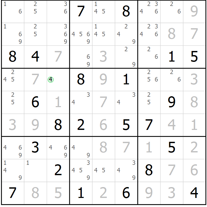 Position des candidats pour la solution de la Gr 15 page 18 du magazine de sudoku Virtuose n° 126
