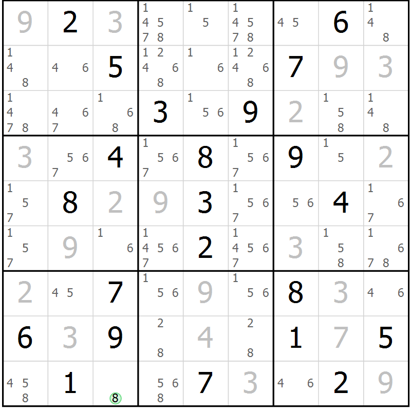 Position des candidats pour la solution de la Gr 16 page 19 du magazine de sudoku Virtuose n° 126