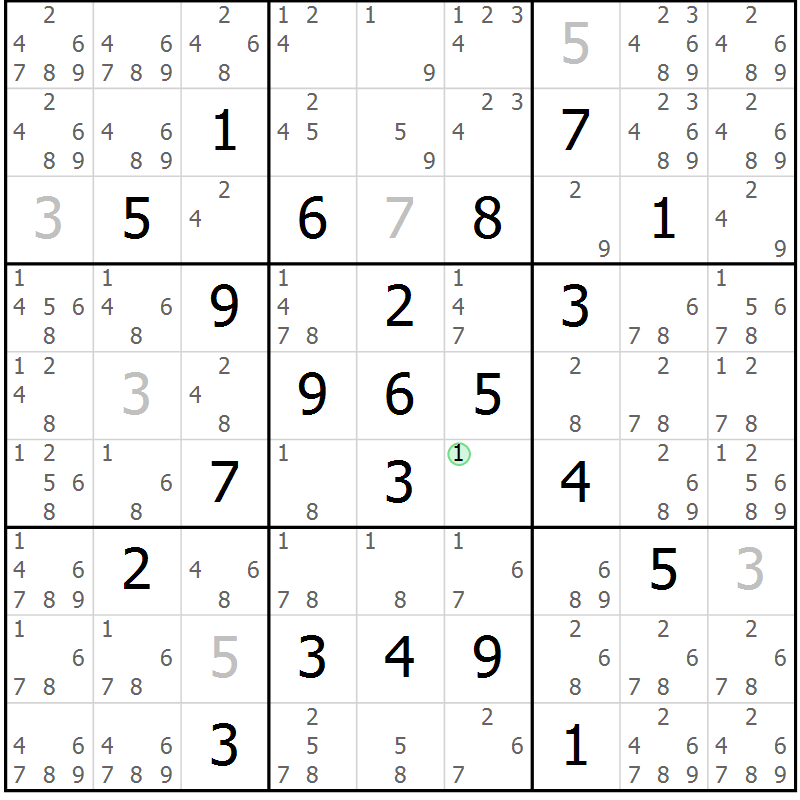 Position des candidats pour la solution de la Gr 17 page 20 du magazine de sudoku Virtuose n° 126