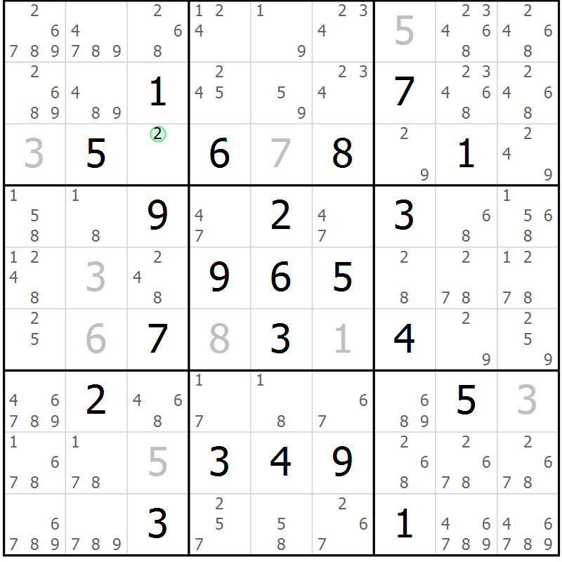 Position des candidats pour la solution de la Gr 17 page 20 du magazine de sudoku Virtuose n° 126
