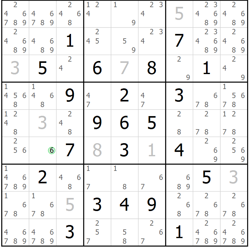 Position des candidats pour la solution de la Gr 17 page 20 du magazine de sudoku Virtuose n° 126
