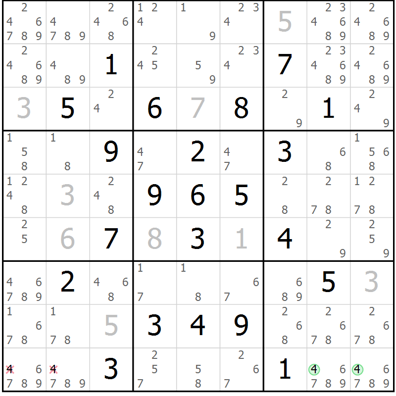 Position des candidats pour la solution de la Gr 17 page 20 du magazine de sudoku Virtuose n° 126