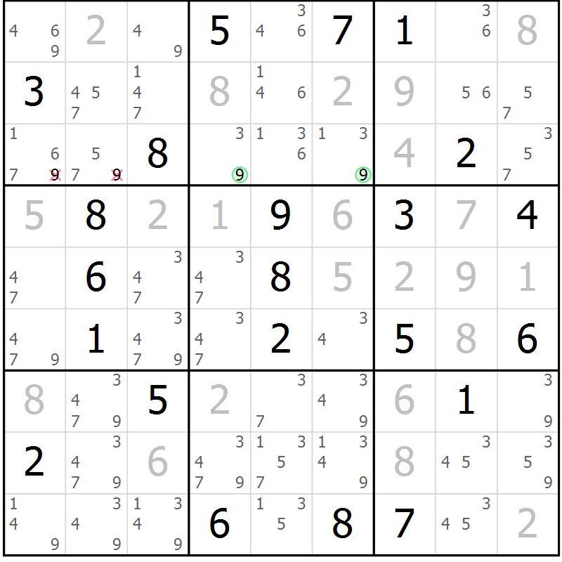 Position des candidats pour la solution de la Gr 19 page 22 du magazine de sudoku Virtuose n° 126