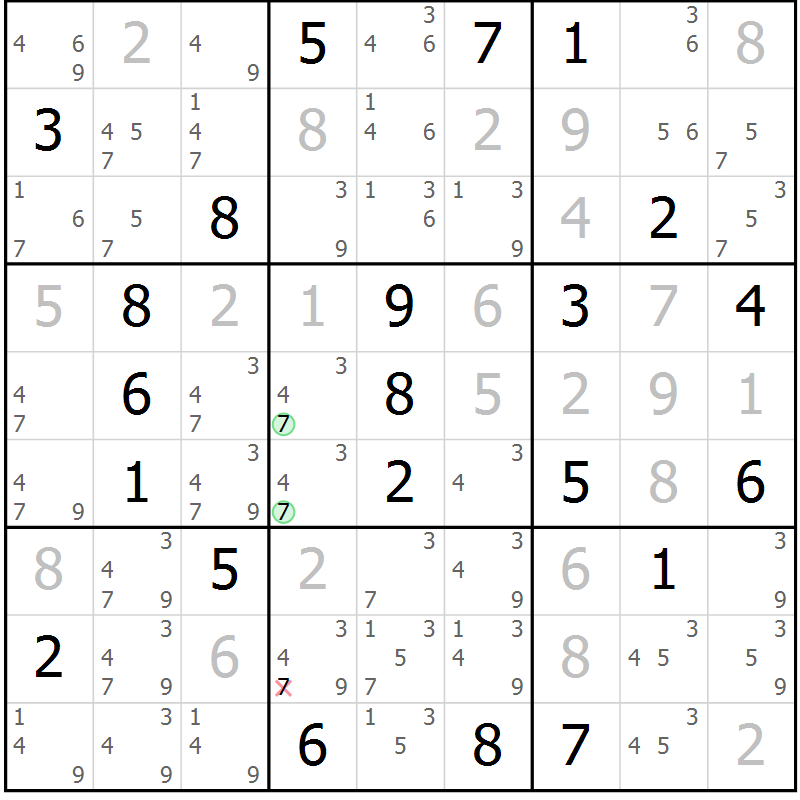 Position des candidats pour la solution de la Gr 19 page 22 du magazine de sudoku Virtuose n° 126