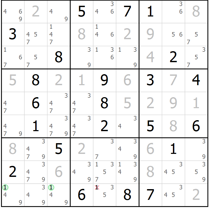 Position des candidats pour la solution de la Gr 19 page 22 du magazine de sudoku Virtuose n° 126