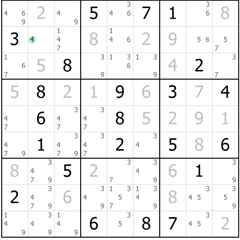 Position des candidats pour la solution de la Gr 19 page 22 du magazine de sudoku Virtuose n° 126