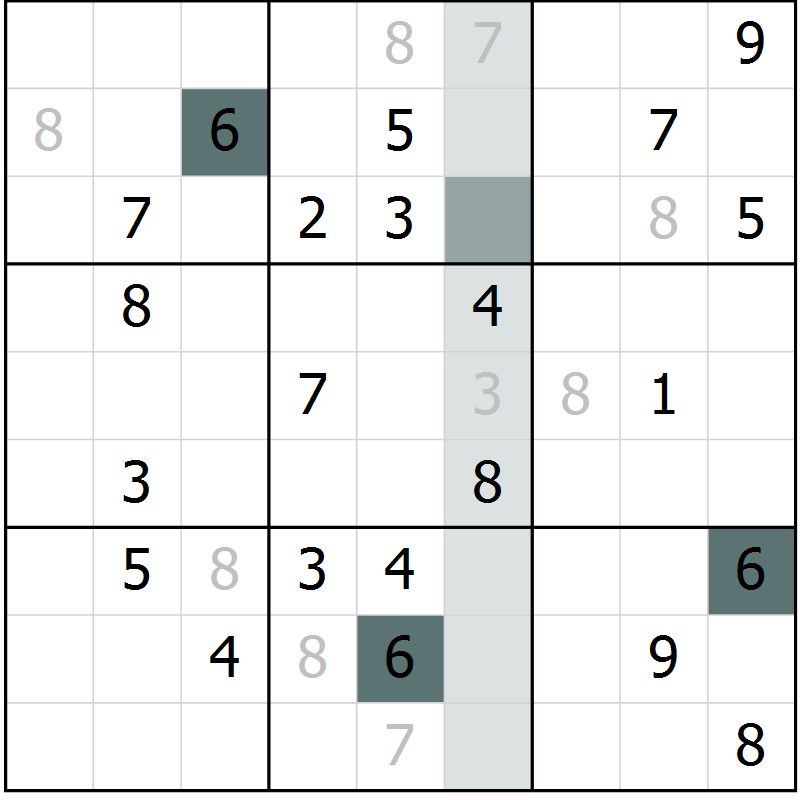 Position des candidats pour la solution de la Gr 2 page 5 du magazine de sudoku Virtuose n° 126