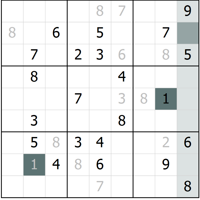 Position des candidats pour la solution de la Gr 2 page 5 du magazine de sudoku Virtuose n° 126