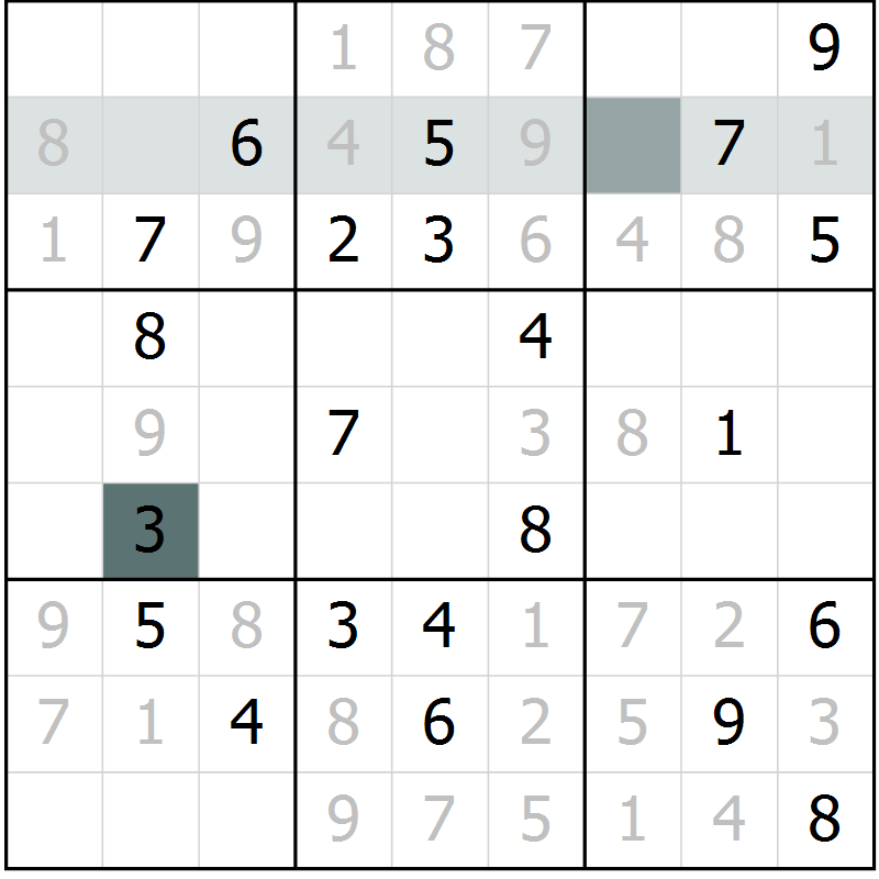 Position des candidats pour la solution de la Gr 2 page 5 du magazine de sudoku Virtuose n° 126