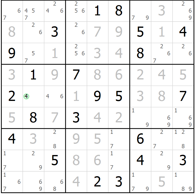 Position des candidats pour la solution de la Gr 20 page 23 du magazine de sudoku Virtuose n° 126