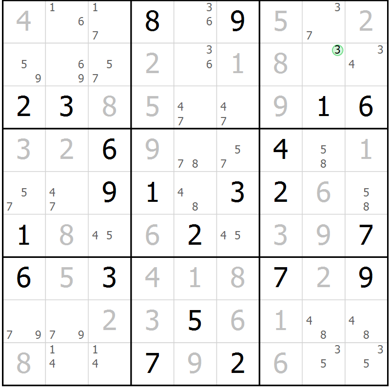 Position des candidats pour la solution de la Gr 21 page 24 du magazine de sudoku Virtuose n° 126