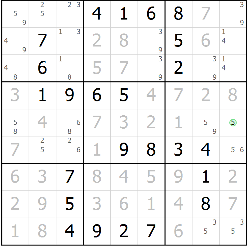 Position des candidats pour la solution de la Gr 24 page 27 du magazine de sudoku Virtuose n° 126
