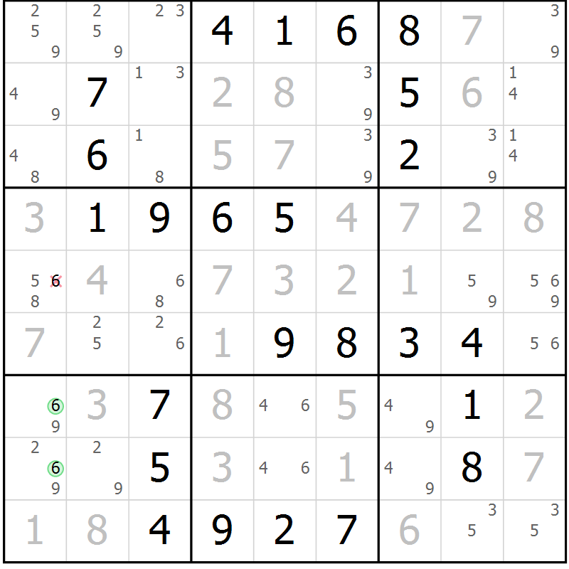 Position des candidats pour la solution de la Gr 24 page 27 du magazine de sudoku Virtuose n° 126
