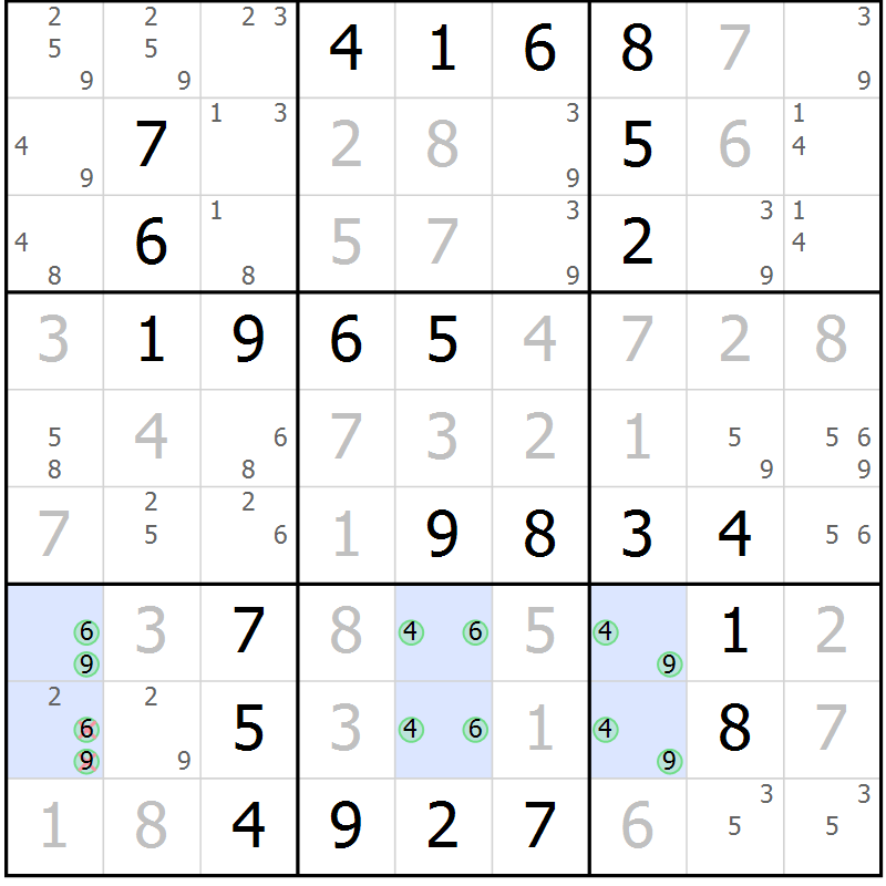 Position des candidats pour la solution de la Gr 24 page 27 du magazine de sudoku Virtuose n° 126