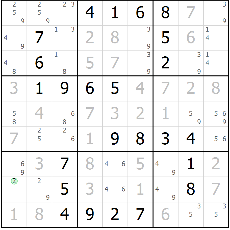 Position des candidats pour la solution de la Gr 24 page 27 du magazine de sudoku Virtuose n° 126
