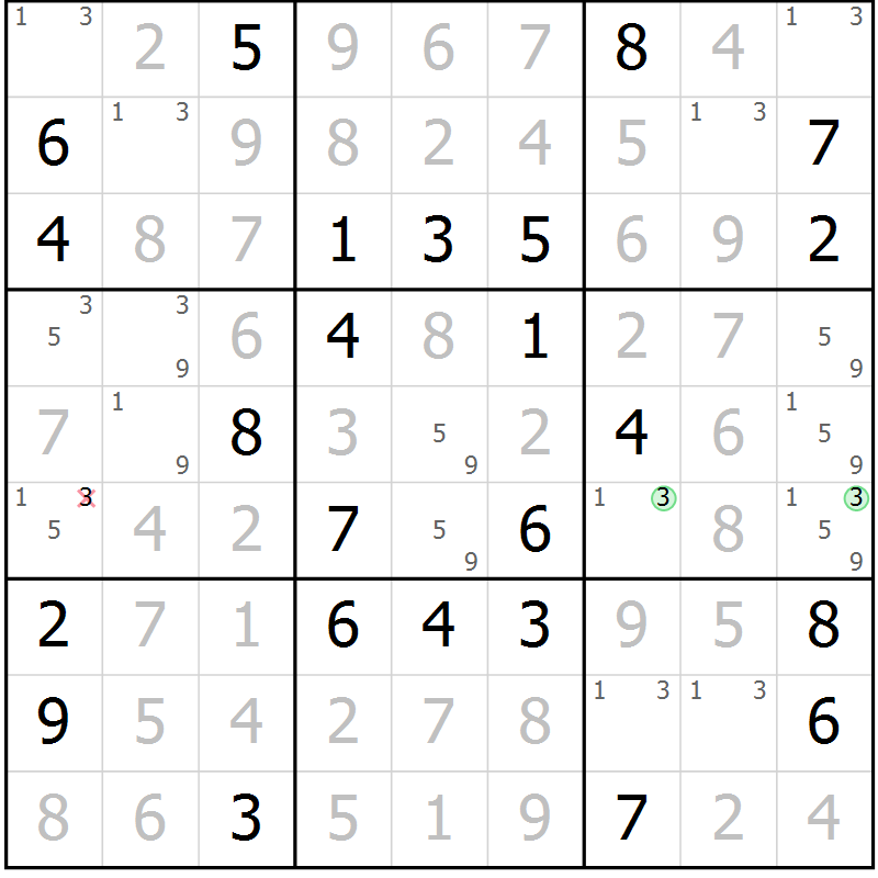 Position des candidats pour la solution de la Gr 26 page 29 du magazine de sudoku Virtuose n° 126
