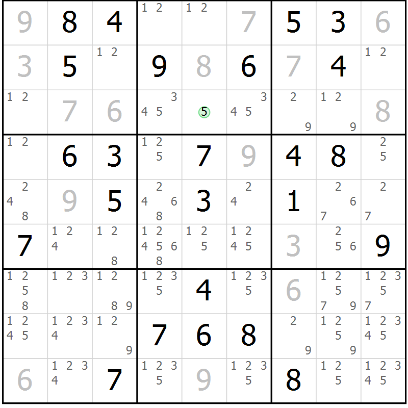 Position des candidats pour la solution de la Gr 27 page 30 du magazine de sudoku Virtuose n° 126