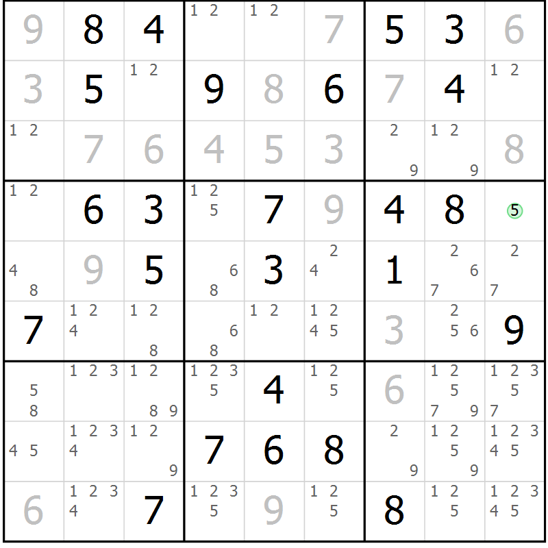 Position des candidats pour la solution de la Gr 27 page 30 du magazine de sudoku Virtuose n° 126