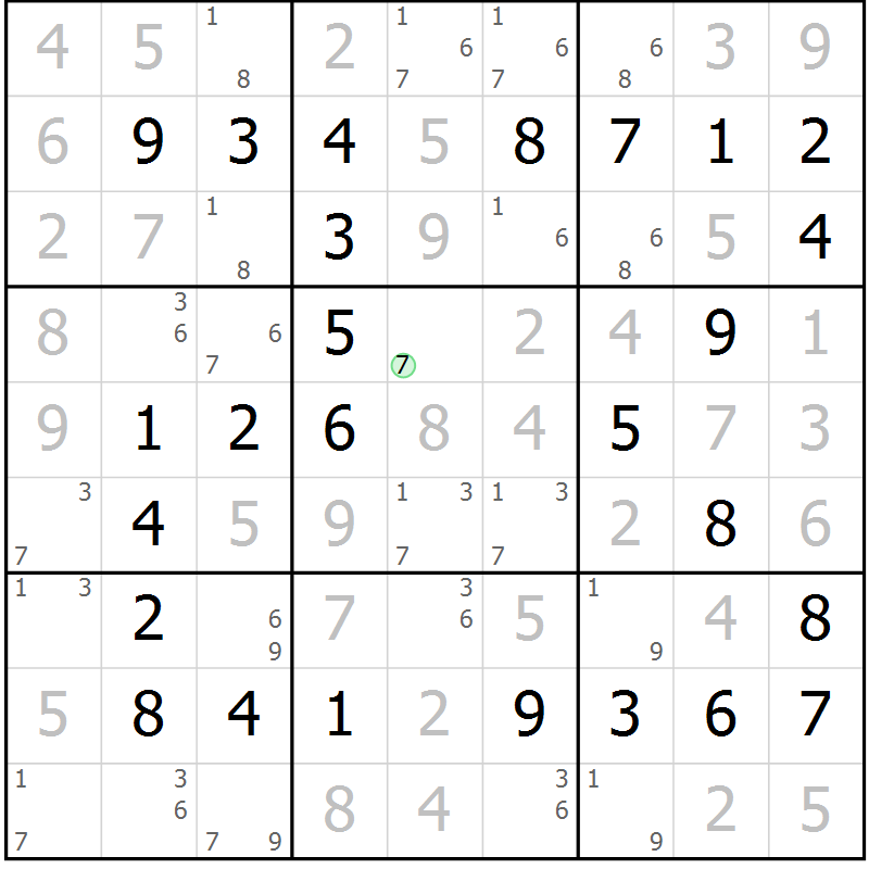 Position des candidats pour la solution de la Gr 28 page 31 du magazine de sudoku Virtuose n° 126