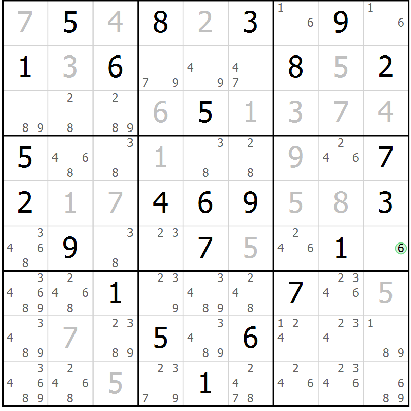 Position des candidats pour la solution de la Gr 29 page 32 du magazine de sudoku Virtuose n° 126