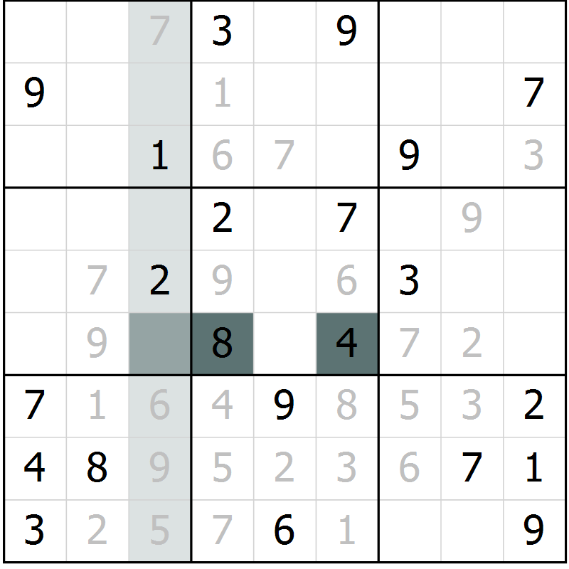 Position des candidats pour la solution de la Gr 3 page 6 du magazine de sudoku Virtuose n° 126