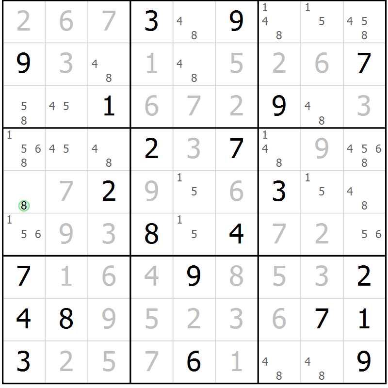 Position des candidats pour la solution de la Gr 3 page 6 du magazine de sudoku Virtuose n° 126