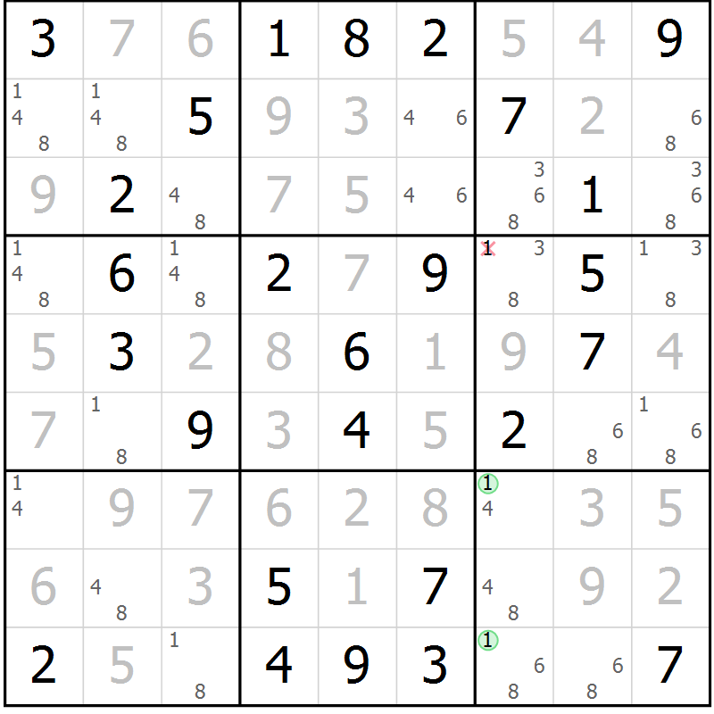 Position des candidats pour la solution de la Gr 30 page 33 du magazine de sudoku Virtuose n° 126