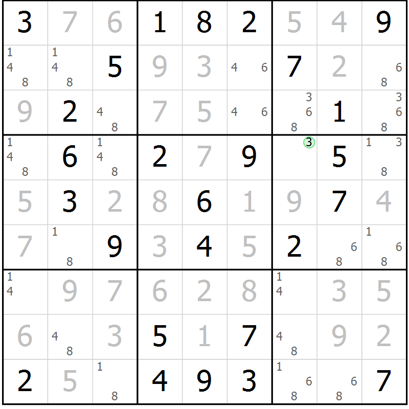 Position des candidats pour la solution de la Gr 30 page 33 du magazine de sudoku Virtuose n° 126