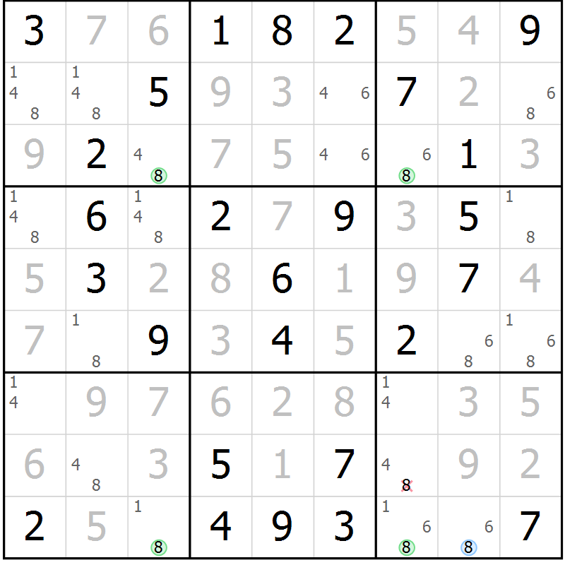 Position des candidats pour la solution de la Gr 30 page 33 du magazine de sudoku Virtuose n° 126