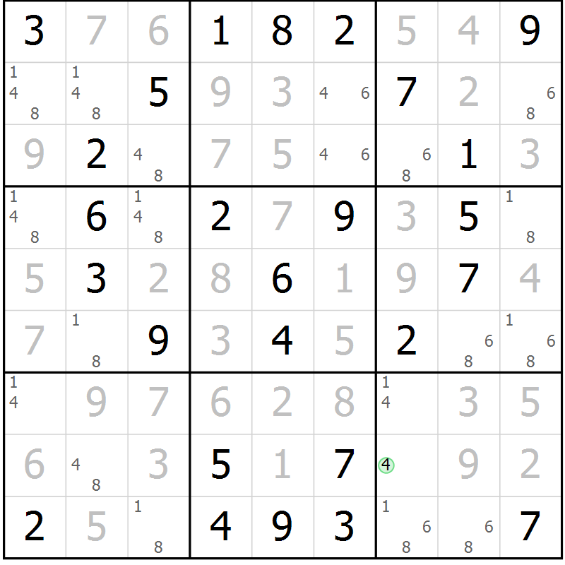 Position des candidats pour la solution de la Gr 30 page 33 du magazine de sudoku Virtuose n° 126