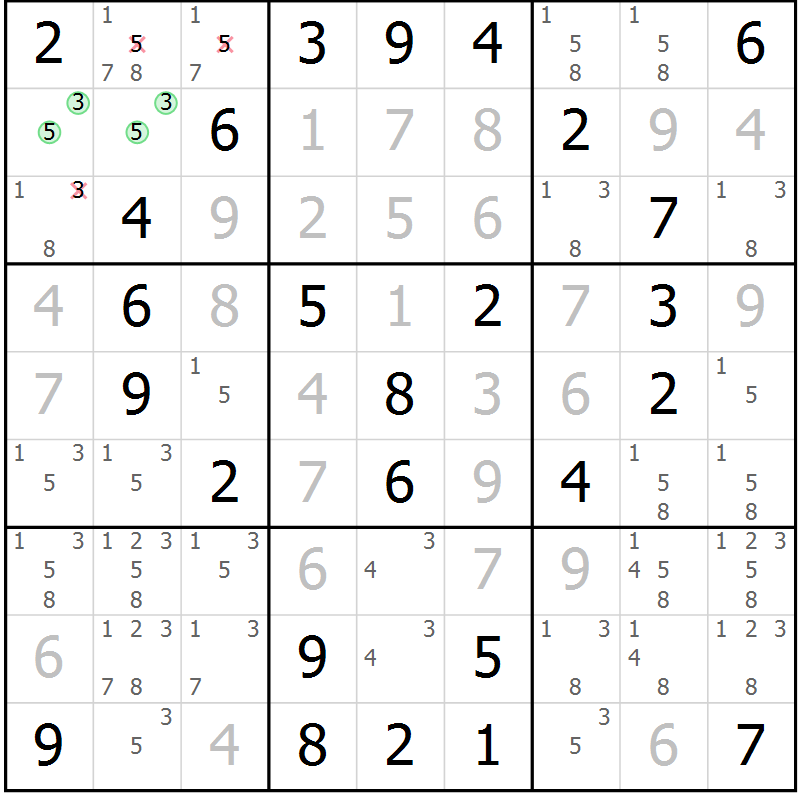 Position des candidats pour la solution de la Gr 31 page 34 du magazine de sudoku Virtuose n° 126