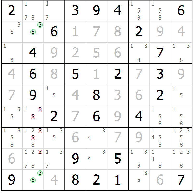 Position des candidats pour la solution de la Gr 31 page 34 du magazine de sudoku Virtuose n° 126