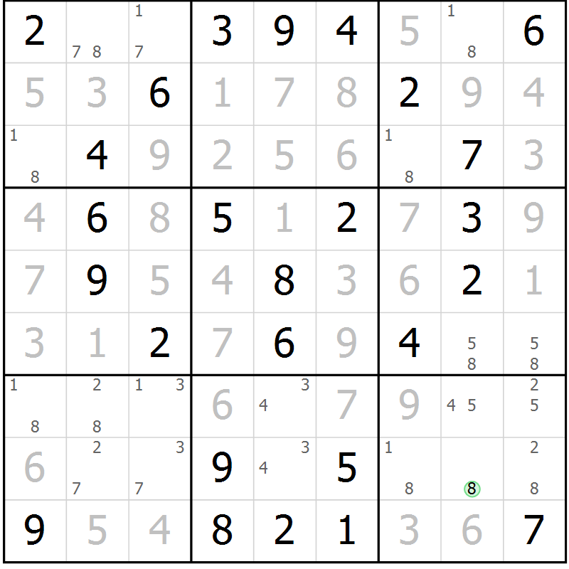 Position des candidats pour la solution de la Gr 31 page 34 du magazine de sudoku Virtuose n° 126