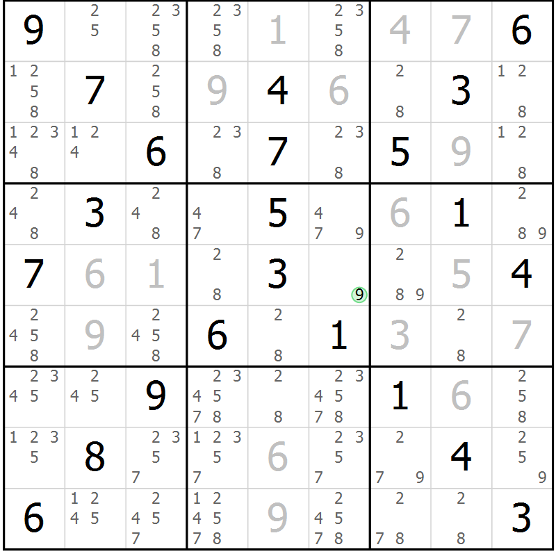 Position des candidats pour la solution de la Gr 32 page 35 du magazine de sudoku Virtuose n° 126