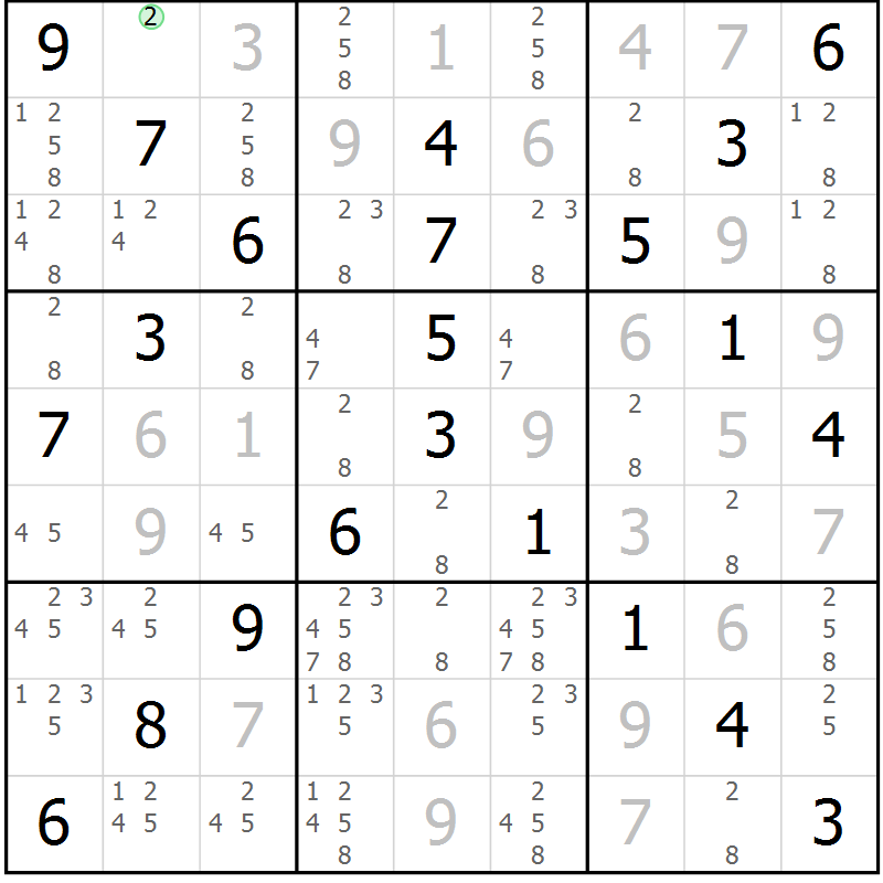 Position des candidats pour la solution de la Gr 32 page 35 du magazine de sudoku Virtuose n° 126