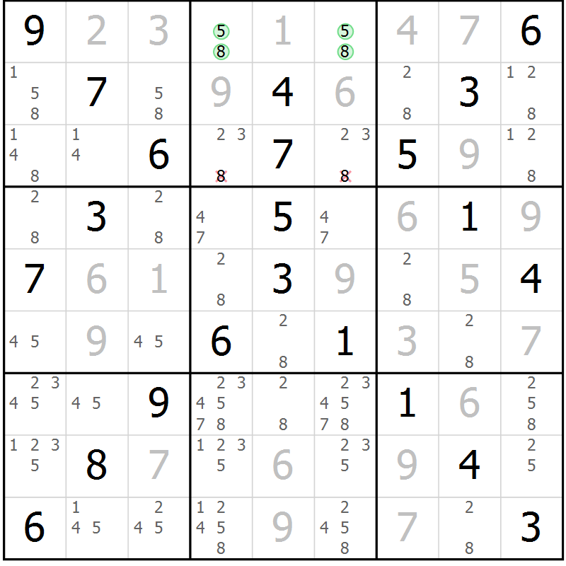 Position des candidats pour la solution de la Gr 32 page 35 du magazine de sudoku Virtuose n° 126