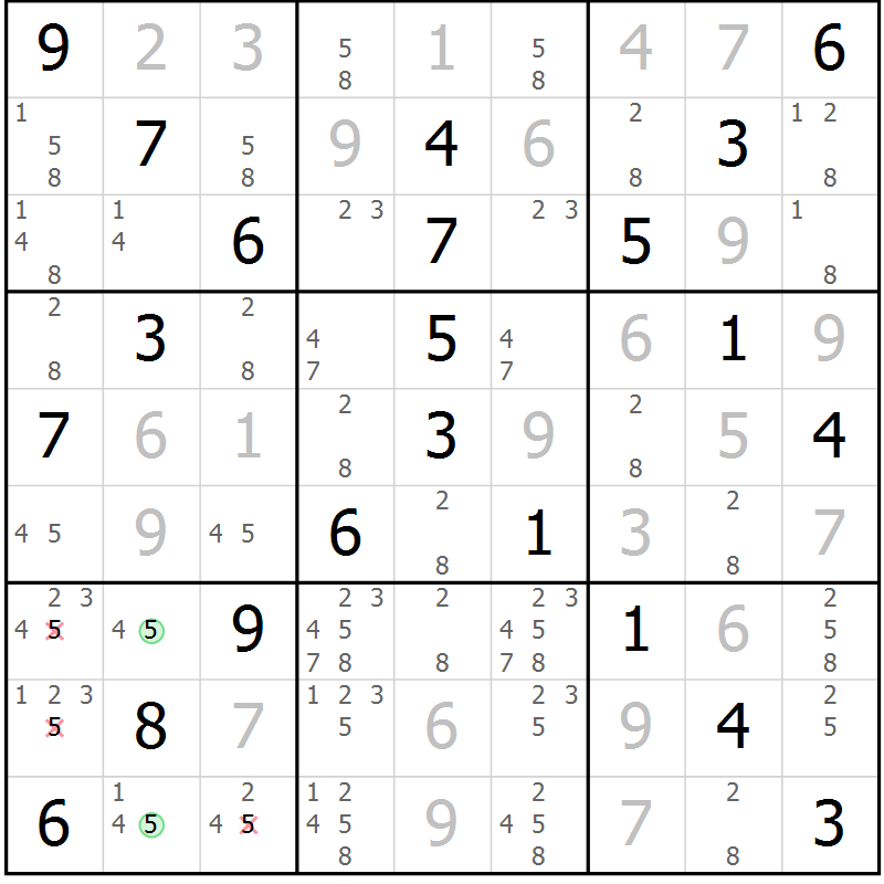 Position des candidats pour la solution de la Gr 32 page 35 du magazine de sudoku Virtuose n° 126