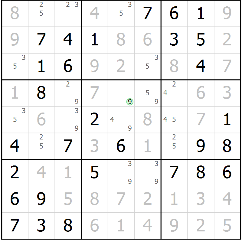 Position des candidats pour la solution de la Gr 33 page 36 du magazine de sudoku Virtuose n° 126