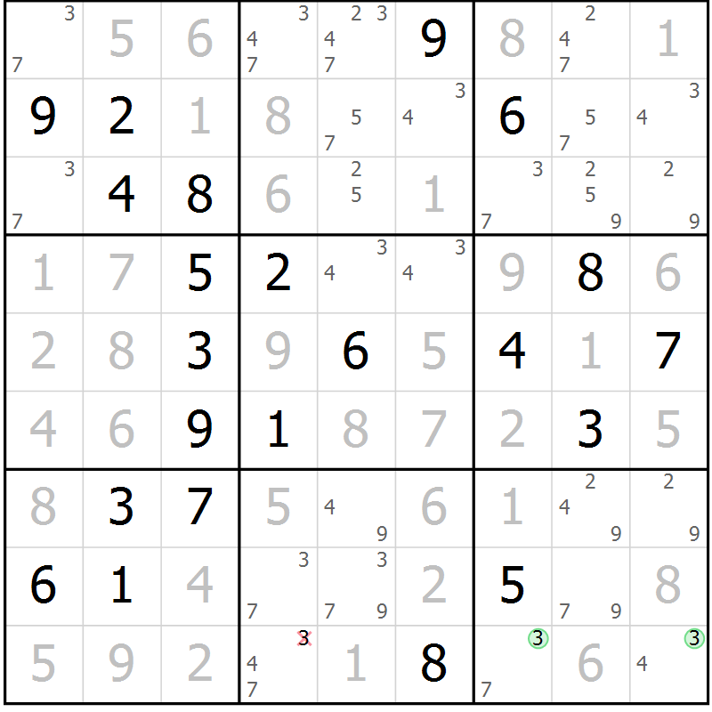 Position des candidats pour la solution de la Gr 34 page 37 du magazine de sudoku Virtuose n° 126